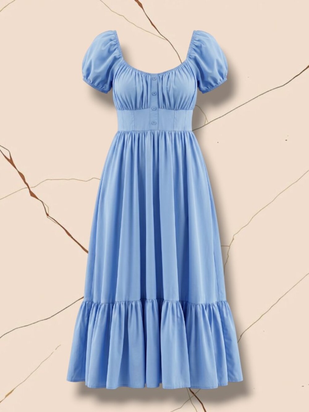 Moon River Light Blue Periwinkle Ruffle Cap Sleeve Maxi Dress‎ Size S